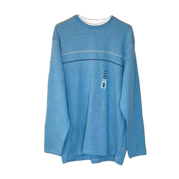 ❤️ 🆕 FADED GLORY Vintage Slate-Blue Striped Sweatshirt Size M - Picture 1 of 4